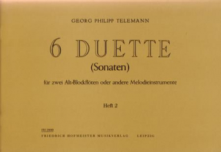 Telemann: 6 Duette - Heft 2 (Sonaten 4-6) i gruppen Noter & böcker / Flöjt / Duetter - 2 flöjter / 2 flöjter+piano hos musikskolan.se (FH2999)