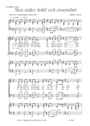 Leijon: Vem väljer köld och ensamhet SATB+diskantkör i gruppen Noter & böcker / Sång och kör / Körnoter och flerstämmigt hos musikskolan.se (9009)