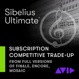 Årsabonnemang Crossgrade (Trade-Up) till Sibelius Ultimate privatlicens från Finale, Encore, Mosaic or Notion i gruppen Notskrivning & programvara / Sibelius hos musikskolan.se (9938-30121-00)