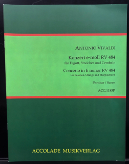Vivaldi: Konzert E-Moll Rv 484 Fagott+pianostämma i gruppen Noter & böcker / Fagott / Klassiska noter hos musikskolan.se (ACC1185K)