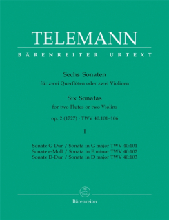 Telemann: 6 Sonaten 2 Fl/1 i gruppen Noter & böcker / Flöjt / Duetter - 2 flöjter / 2 flöjter+piano hos musikskolan.se (BA2979)