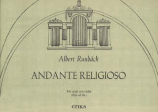 Runbäck: Andante Religioso för orgel och violin eller flöjt i gruppen Noter & böcker / Flöjt / Flöjt med pianoackompanjemang hos musikskolan.se (EriksK230)