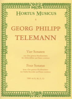 Telemann: Fyra sonater för Blockflöjt och piano i gruppen Noter & böcker / Flöjt / Flöjt med pianoackompanjemang hos musikskolan.se (HM6)