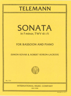 Telemann: Sonata i F-moll för fagott och piano TWV41 i gruppen Noter & böcker / Fagott / Klassiska noter hos musikskolan.se (IMC1151)