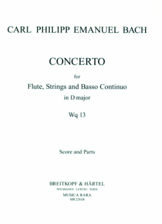 Bach CPE: Konsert D-dur Wq 13 partitur och stämmor i gruppen Noter & böcker / Flöjt / Flöjt med pianoackompanjemang hos musikskolan.se (MR2281B)