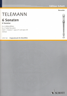 Telemann: 6 Sonaten op 21 för 2 altblockflöjter eller flöjter i gruppen Noter & böcker / Violin / Klassiska noter hos musikskolan.se (OFB142)