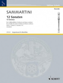 Sammartini: 12 sonatas för 2 altblockflöjter (violiner) i gruppen Noter & böcker / Flöjt / Duetter - 2 flöjter / 2 flöjter+piano hos musikskolan.se (SCHOFB82)