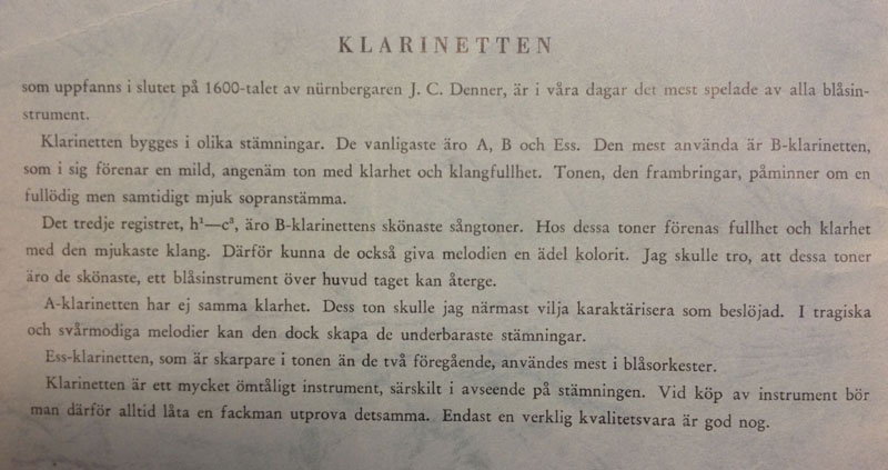 Om klarinetten Om klarinetten