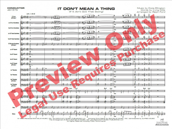 Ellington, arr. Ralph Ford: It Don't Mean a Thing (If It Ain't Got That Swing) för Jazz Ensemble