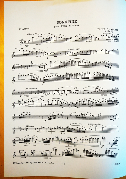 Fania Chapiro: Sonatine för flöjt och piano, flöjtstämma