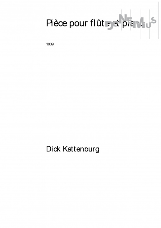 Kattenburg: Pièce för flöjt och piano 1939, pianostämma (partitur)