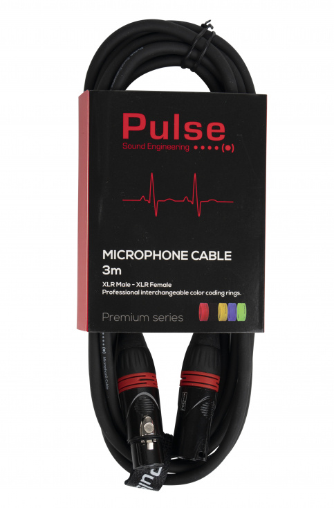Mikrofonkabel Pulse 3m XLR-XLR m färgade ringar