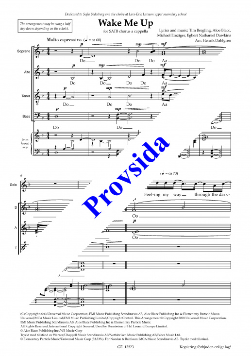 Wake Me Up SATB