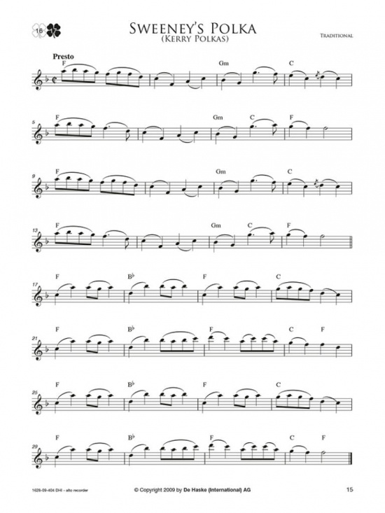 Irish Melodies for Alto Recorder (alfblockflöjt)