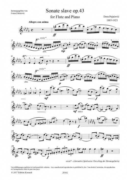  Dora Pejacevic: Sonate op 43 för flöjt och piano