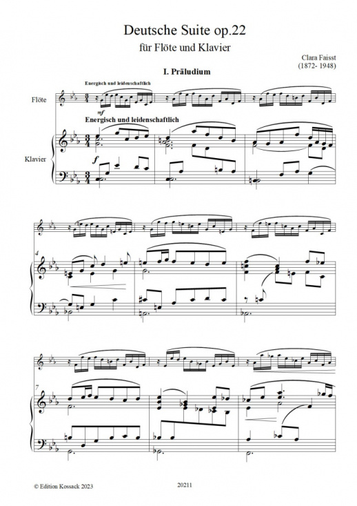 Clara Faisst: Deutsche Suite op 22 Flöjt och piano