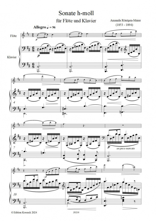 Amanda Maier-Röntgen: Sonate für Flöte und Klavier