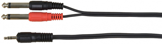 Audiokabel 1x minitele - 2x Tele 6,3mm