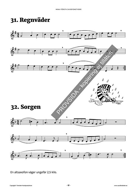 Mina första saxofonetyder