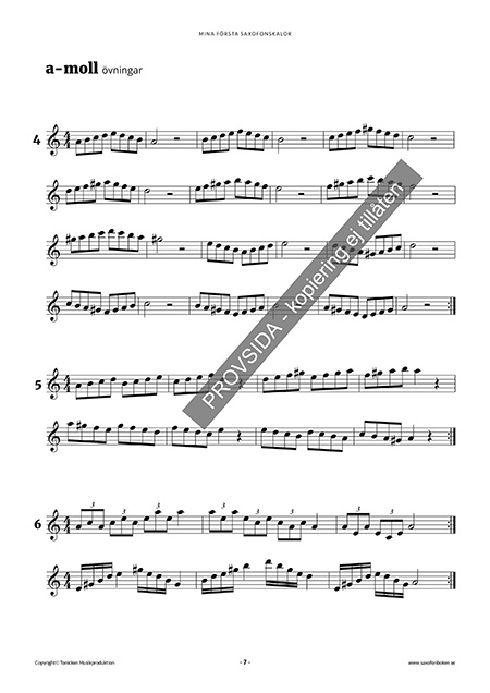 Mina första saxofonskalor