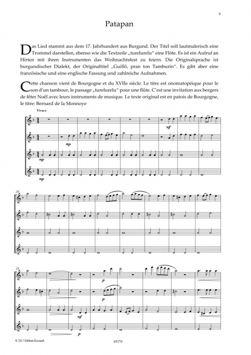 Französische Weihnachtslieder för fyra flöjter