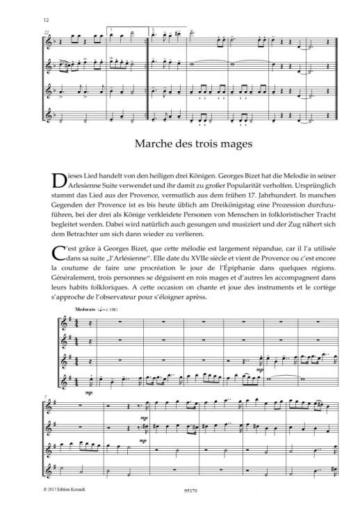 Französische Weihnachtslieder för fyra flöjter