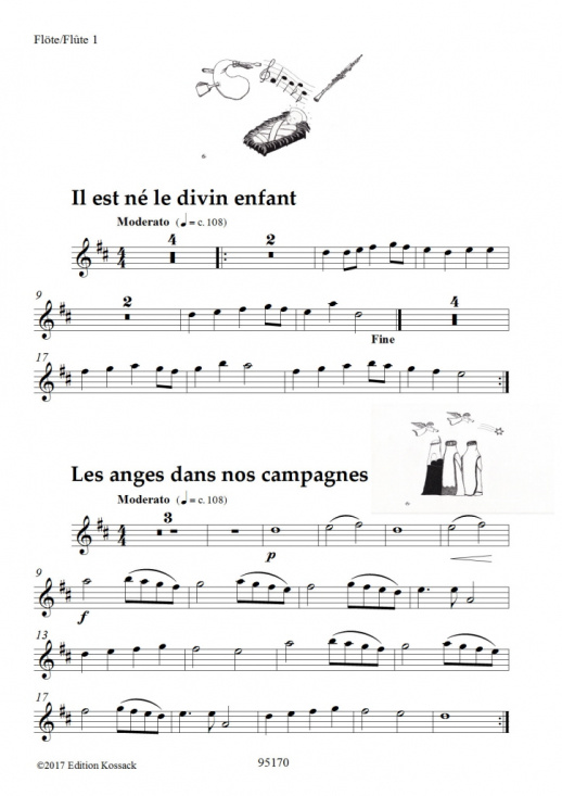 Französische Weihnachtslieder för fyra flöjter