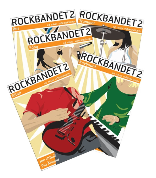 Rockbandet 2 - bokpaket Bas, gitarr, keyboard, sång, trummor