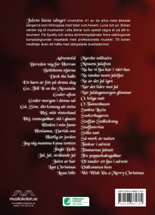 Julens bästa sånger för oboe och sopranblockflöjt Reviderad (med duettstämmor)