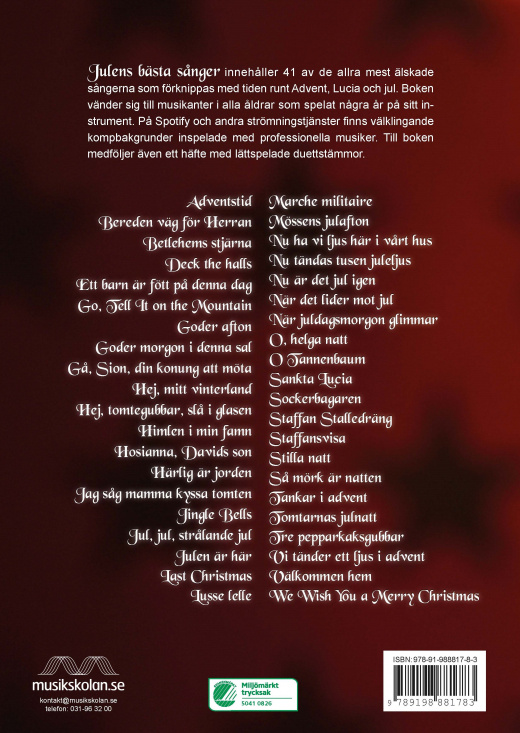 Julens bästa sånger för klarinett och trumpet Reviderad med duettstämmor