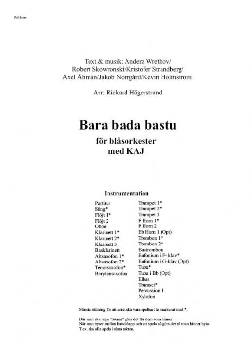 Kaj: Bara bada bastu för blåsorkester Komplett