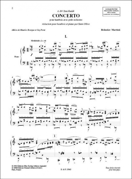  Martinu: Concerto för oboe och ork (pianoreduktion)
