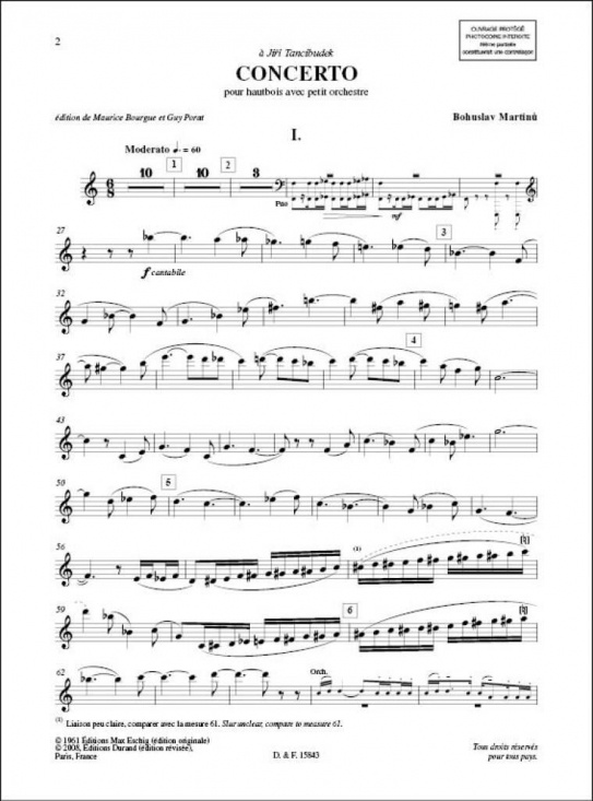  Martinu: Concerto för oboe och ork (pianoreduktion)