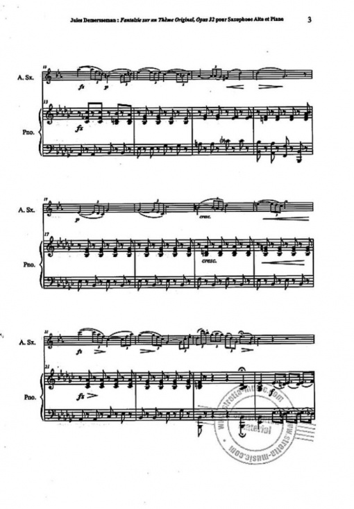 Jules Demersseman: Fantasie sur un thème original Altsax+Piano