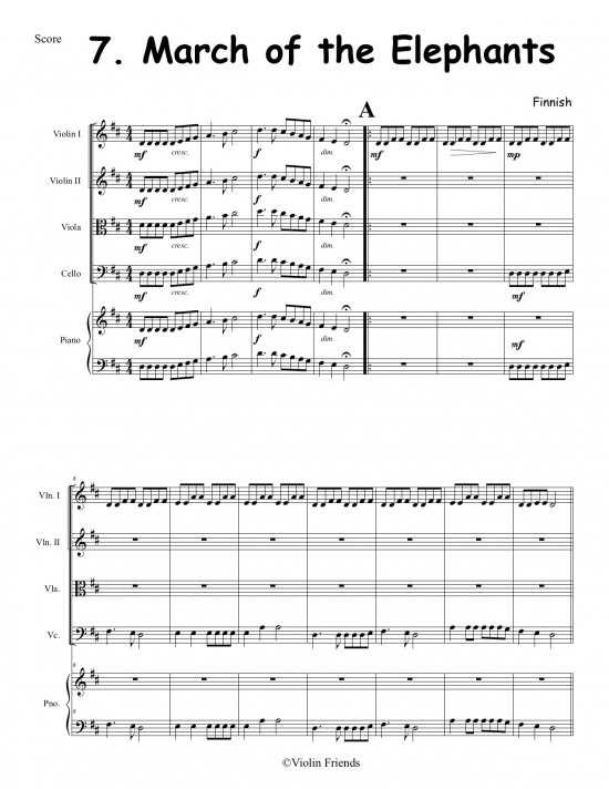 Violin Friends: 11 Children's Songs for Piano Quintet