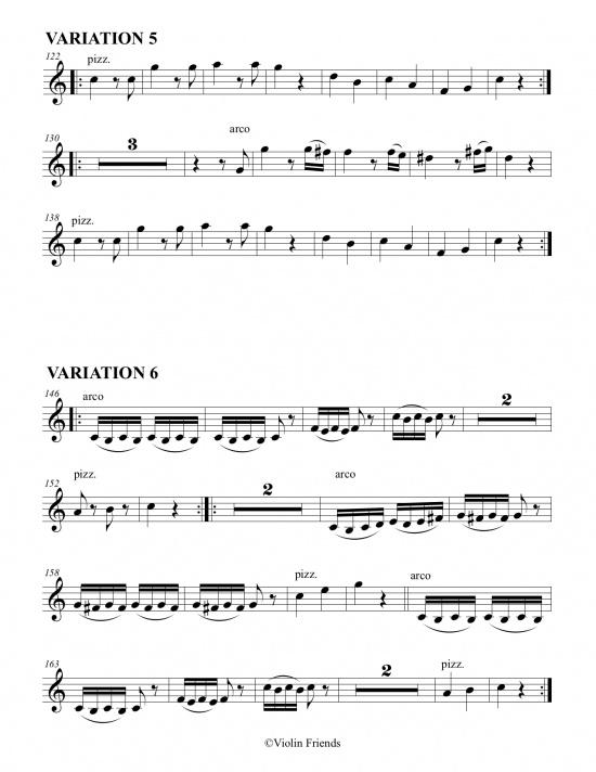 Violin Friends: 12 variations of Twinkle Twinkle Little Star för pianokvartett