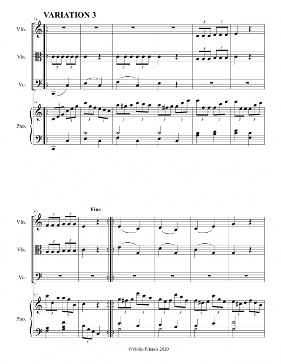 Violin Friends: 12 variations of Twinkle Twinkle Little Star för pianokvartett