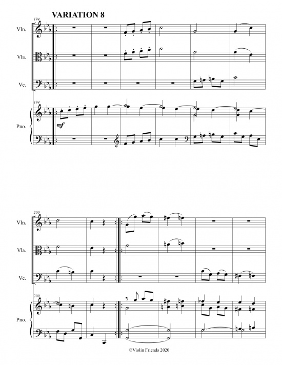 Violin Friends: 12 variations of Twinkle Twinkle Little Star för pianokvartett