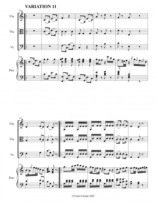 Violin Friends: 12 variations of Twinkle Twinkle Little Star för pianokvartett
