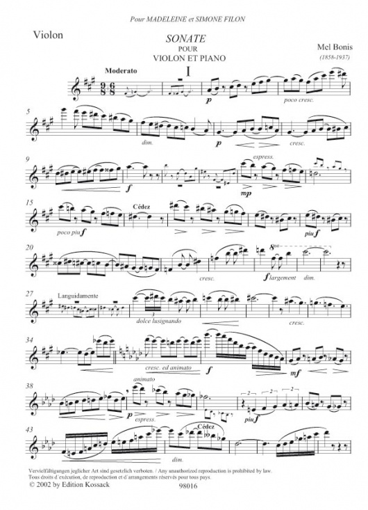 Mel Bonis: Sonate för violin och piano