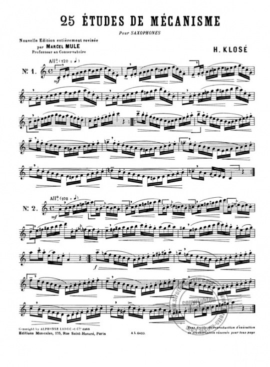 Klosé: 25 Etudes de Mecanisme