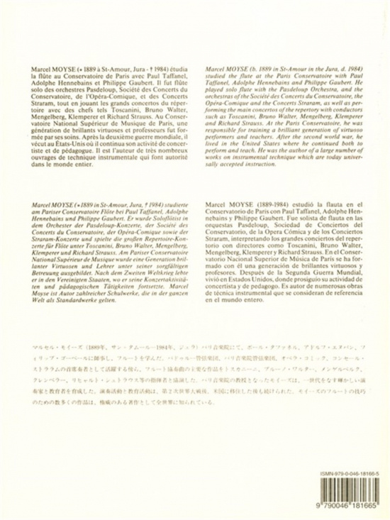 Moyse: De La Sonorité, Art et Technique (franska-engelska-tyska)