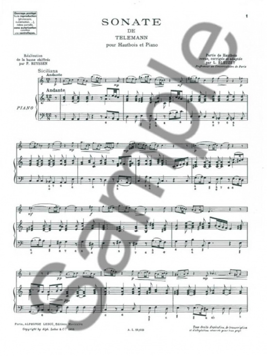 Telemann: Sonate pour hautbois et piano a-moll