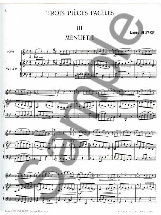 Louis Moyse: Menuets Flöjt + piano
