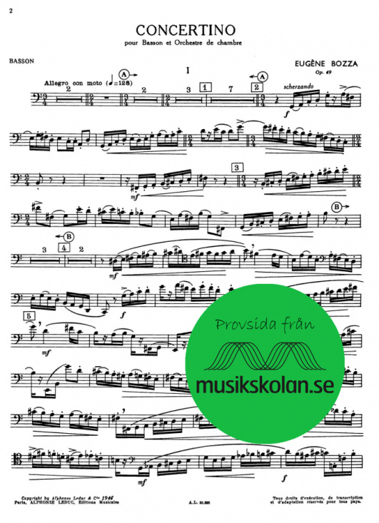 Bozza: Concertino pour basson et orchestre de chambre Op.49