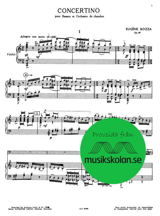 Bozza: Concertino pour basson et orchestre de chambre Op.49