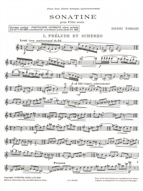 Tomasi: Sonatine /Fl solo