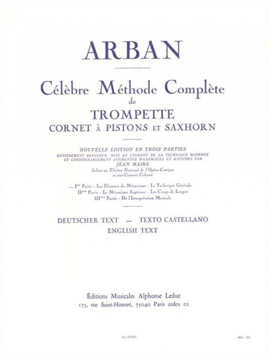 Arban: Célèbre Méthode Complète de Trompette - Volume 1