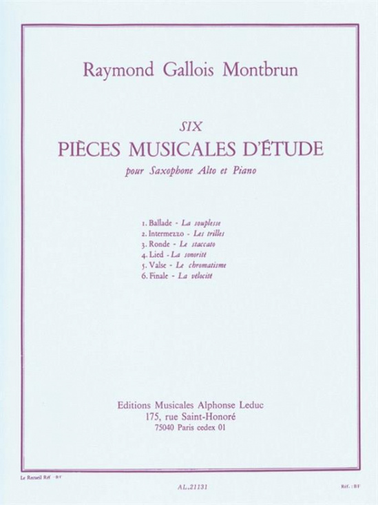 Gallois-Montbrun: 6 pieces - Altsax + Pi