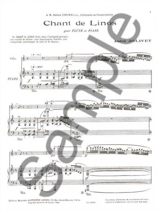 Jolivet: Chant de Linos /Fl+pi